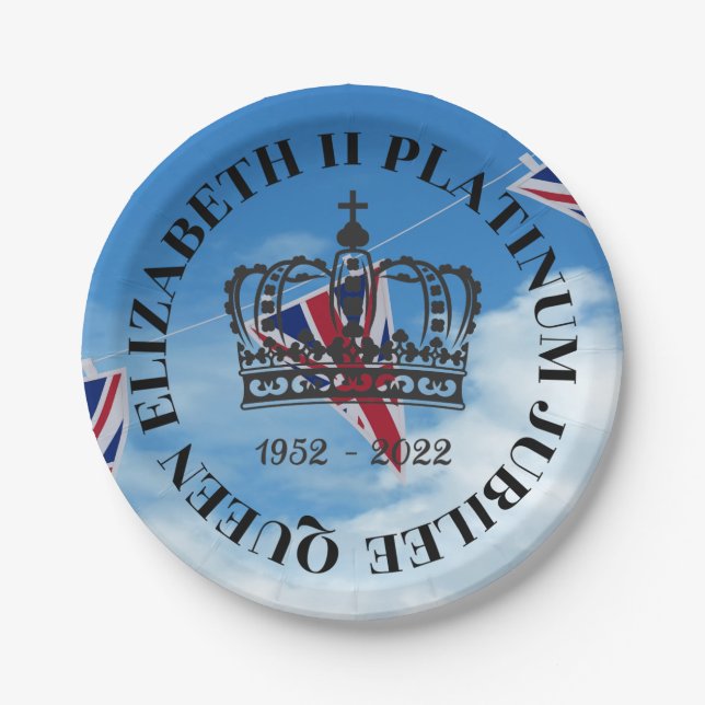 Queen Elizabeth II Platinum Jubilee Papierplatte Pappteller (Vorderseite)