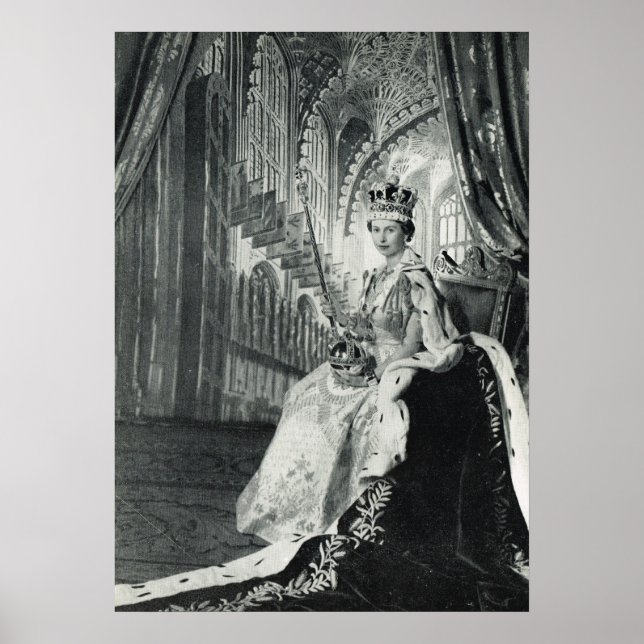 Queen Elizabeth II wearing coronation regalia Poster (Vorne)