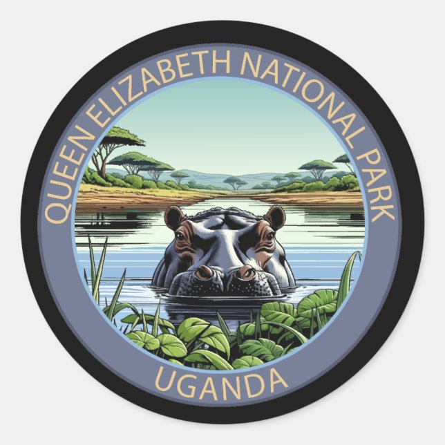 Queen Elizabeth National Park Uganda Runder Aufkleber (Vorderseite)