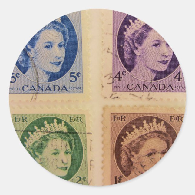 Queen Elizabeth Vintage Briefmarke Stickers (Vorderseite)