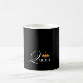 "Queen Energy: Black Tasse with Bold 'Queen' Desig