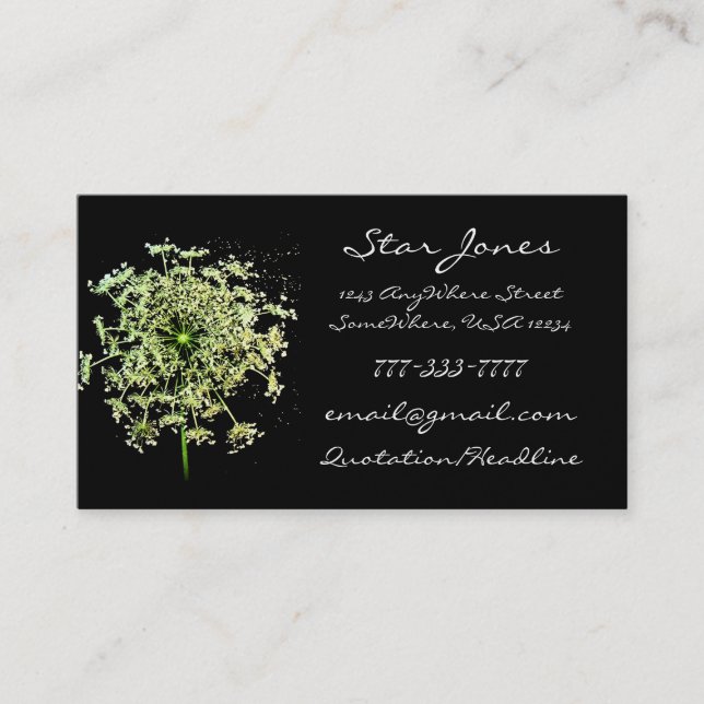 Queen for A Day Queen Anne's Lace Floral Business Visitenkarte (Vorderseite)