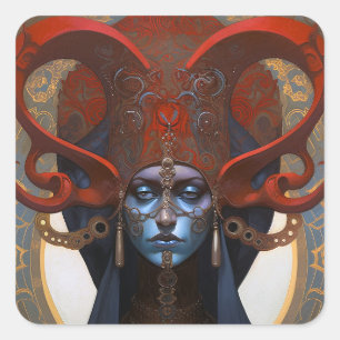 Queen Goddess Fantasy Art Quadratischer Aufkleber