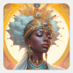 Queen Goddess Fantasy Art Quadratischer Aufkleber