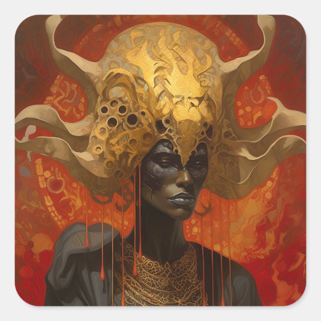 Queen Goddess Fantasy Art Quadratischer Aufkleber (Vorderseite)