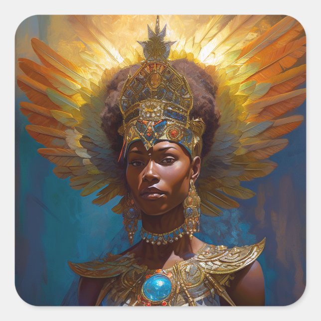 Queen Goddess Fantasy Art Quadratischer Aufkleber (Vorderseite)