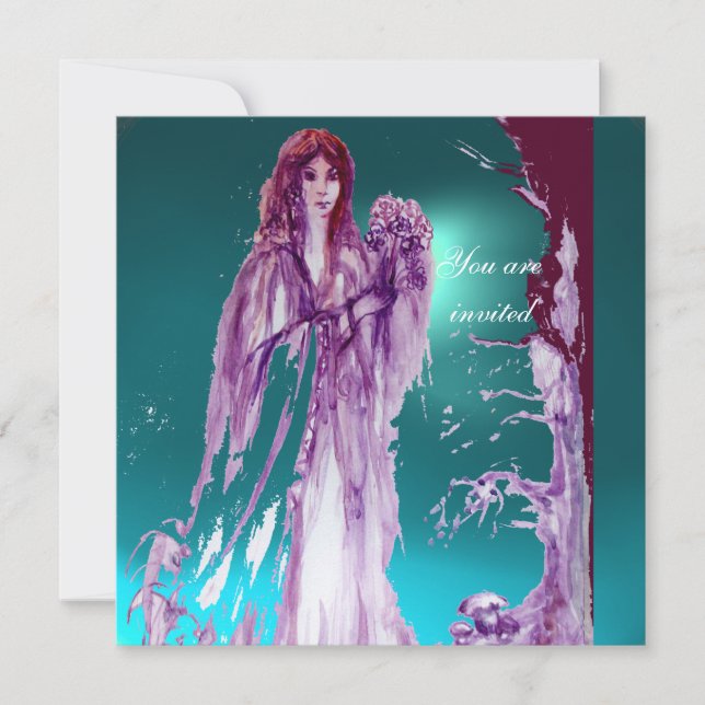QUEEN GUINEVERE Aqua Blue, Aquamarin Einladung (Vorderseite)