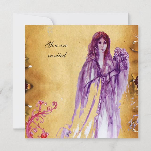 QUEEN GUINEVERE, braunes Pergament Einladung (Vorderseite)