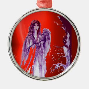 QUEEN GUINEVERE,KING ARTHUR LEGEND Lila Red Ornament Aus Metall