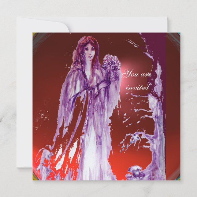 QUEEN GUINEVERE Rote Lila Fantasie Einladung (Vorderseite)