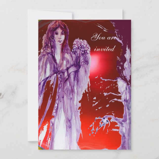 QUEEN GUINEVERE Rote Lila Fantasie Einladung (Vorderseite)