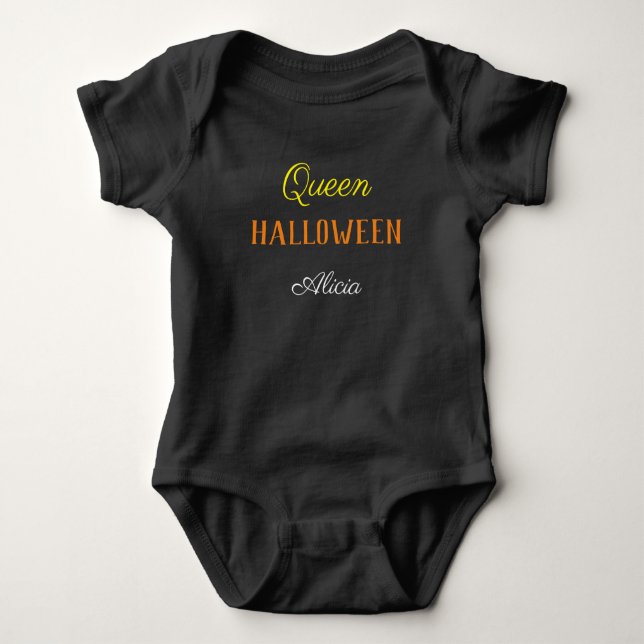 Queen Halloween Personalisiert Black Baby Strampler (Vorderseite)