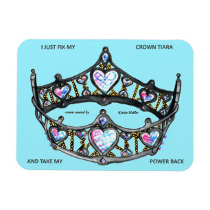 Queen Hearts Gold Crown Tiara aquamariner Aqua-Blu Magnet