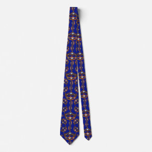 Queen Hearts Gold Crown Tiara Muster blaue Krawatt Krawatte