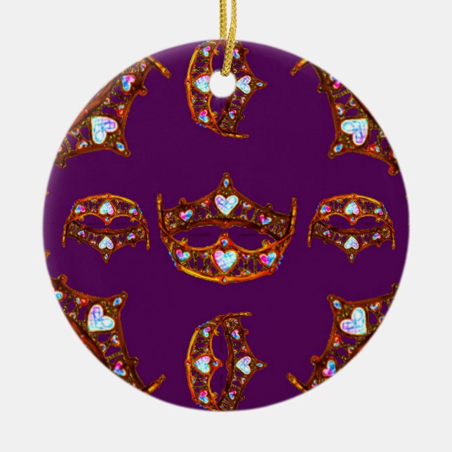 Queen Hearts Gold Crown Tiara Muster königlichen l Keramikornament (Vorne)