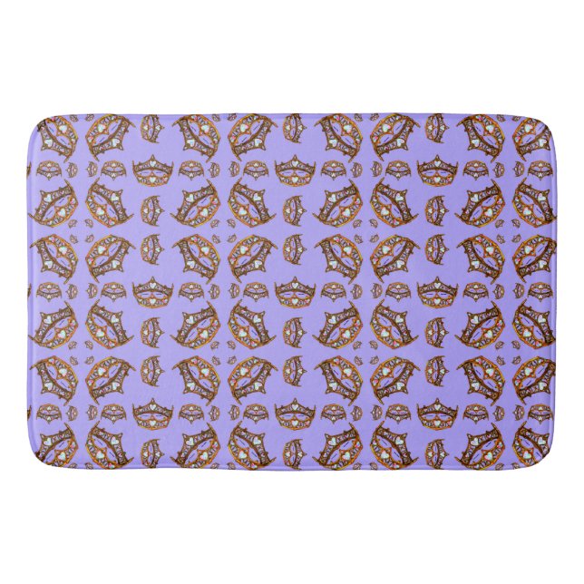 Queen Hearts Gold Crown Tiara Muster periwinkle Badematte (Vorderseite)