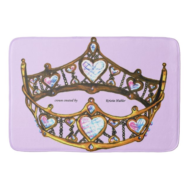 Queen Hearts Gold Crown Tiara pink lilac Badematte (Vorderseite)
