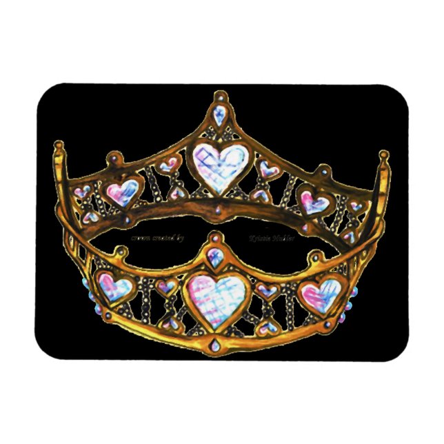 Queen Hearts Gold Crown Tiara schwarzer Magnet (Horizontal)