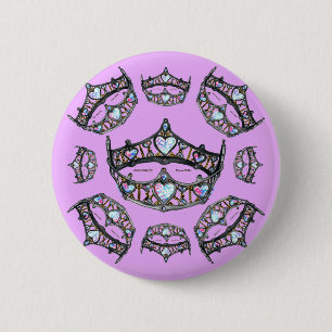 Queen Hearts Gold Crowns Tiaras Pale Pink Lilac Button