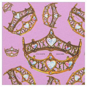 Queen Hearts Gold Crowns Tiaras rosa lila Stoff