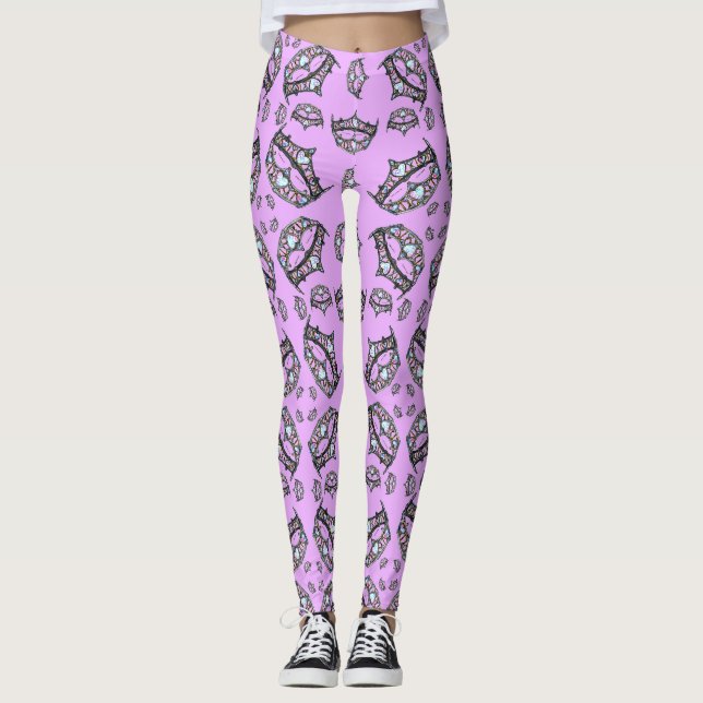 Queen Hearts Silver Crown Tiara pink lilac Legieru Leggings (Vorderseite)