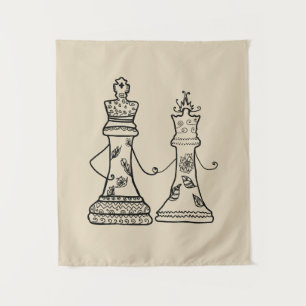 Queen & King Holding Hand Tapestry Wandteppich