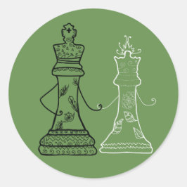 Queen & King Liebe Schachsticker Runder Aufkleber