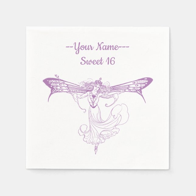 Queen Mab Fairy, 16 . Geburtstag im Lila Serviette (Vorderseite)