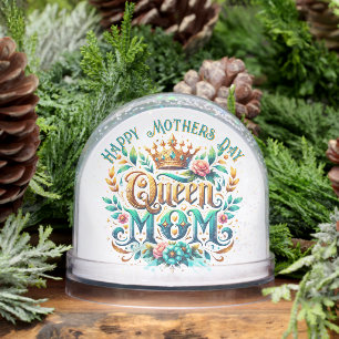 Queen Mama Floral Retro Typografie Schneekugeln