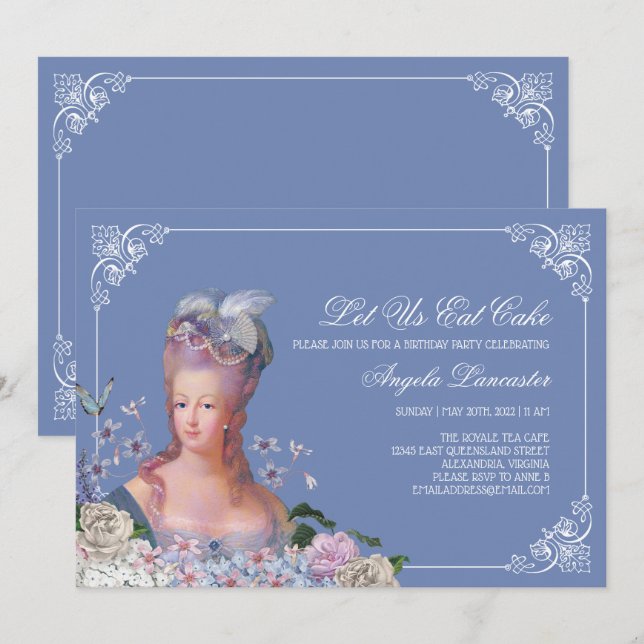 Queen Marie Antoinette Lasse uns zu essen Cake Par Einladung (Vorne/Hinten)
