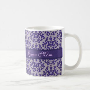 Queen Mom damask mauve gris mug