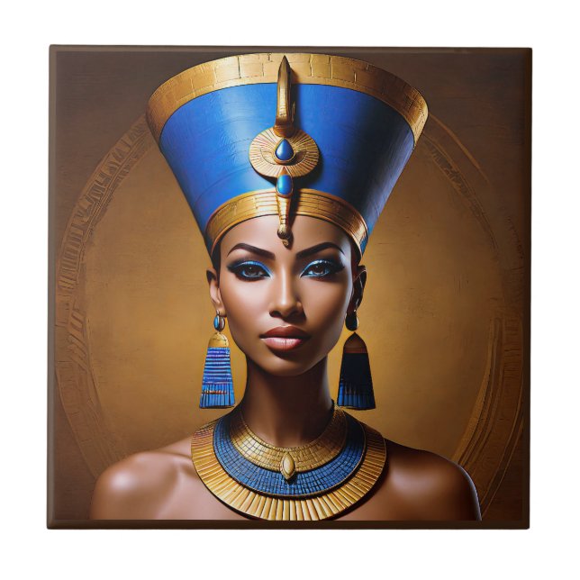 "Queen Nefertiti" Schöne antike afrikanische König Fliese (Vorderseite)