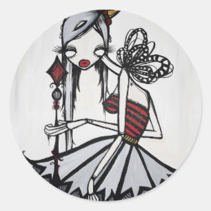 "Queen of Diamonds" Round Stickers