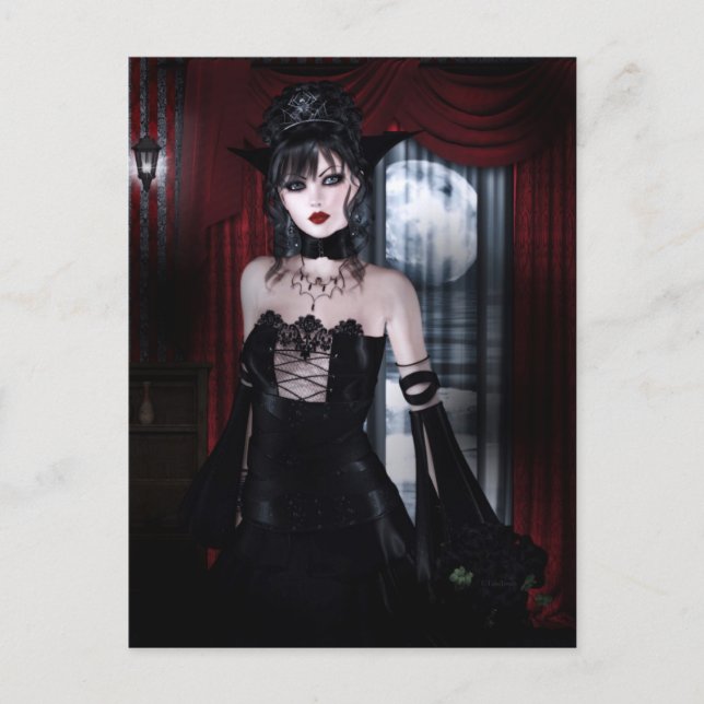 Queen of Eternity Vampire Gothic Girls Art Postkarte (Vorderseite)