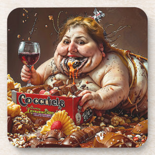 "Queen of Gluttonous Decay" farbenfrohe Portrait Getränkeuntersetzer