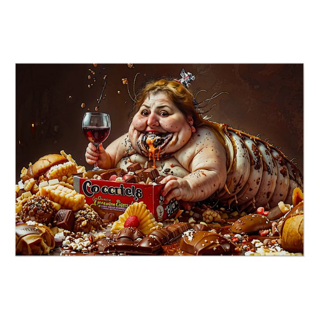 "Queen of Gluttonous Decay" farbenfrohe Portrait Poster (Vorderseite)