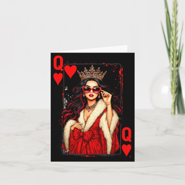 Queen Of Heart Playing Card Love Valentine Outfit  Karte (Vorderseite)