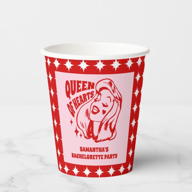 Queen of Hearts Bachelorette Party Cups Pappbecher (Vorderseite)