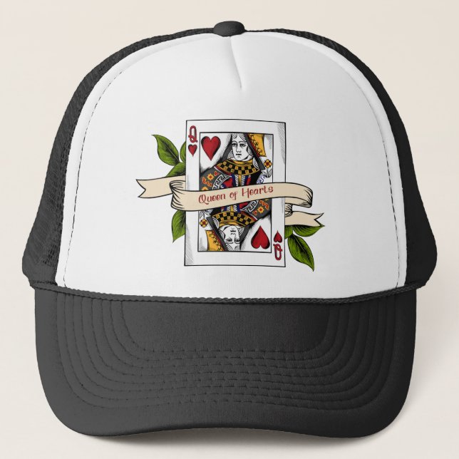 Queen of Hearts Card Trucker Hat Truckerkappe (Vorderseite)