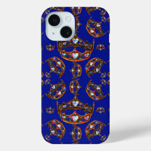 Queen of Hearts Gold Crown Tiara bleu violet coque