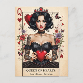 Queen of Hearts Gothic Tarot Postcard  Postkarte