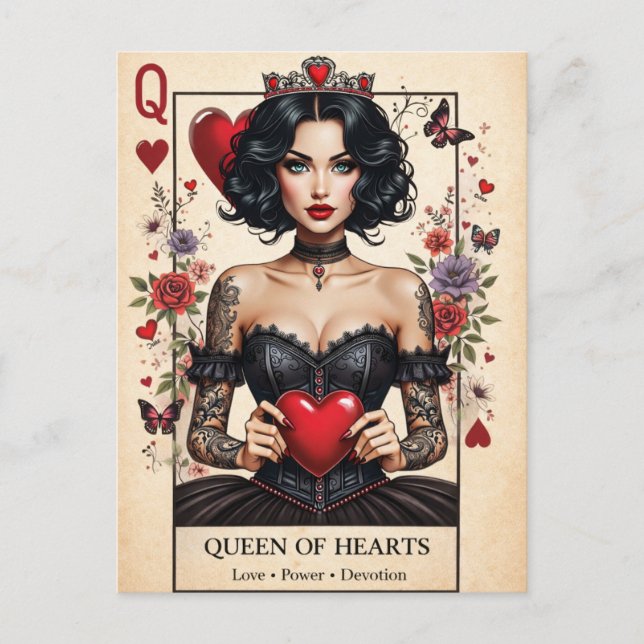 Queen of Hearts Gothic Tarot Postcard  Postkarte (Vorderseite)