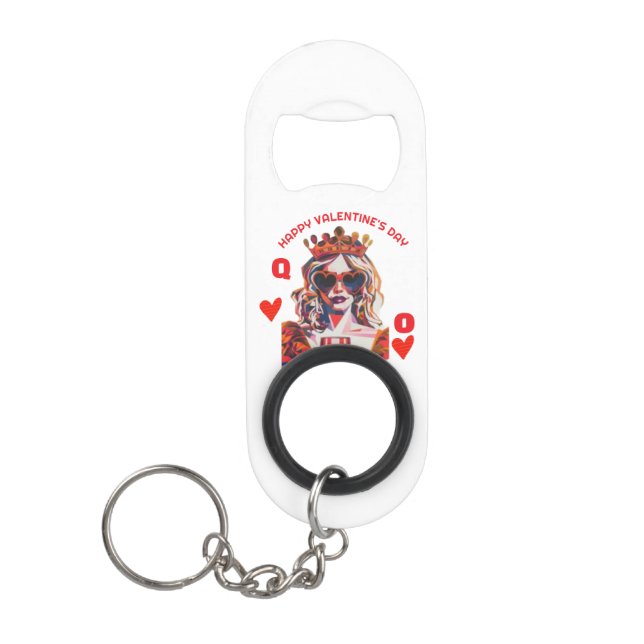 Queen of Hearts Pop Art Spiral Notebook Mini Flaschenöffner (Vorderseite)