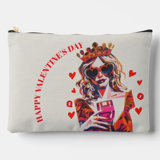 Queen of Hearts Pop Art Spiral  Zubehörtasche (Vorderseite)