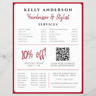 Queen of Hearts Red Photo Services Hairdresser Flyer