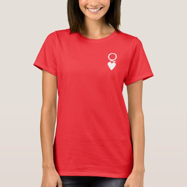 Queen of Hearts - T-shirt Symbole de carte à jouer (Devant)