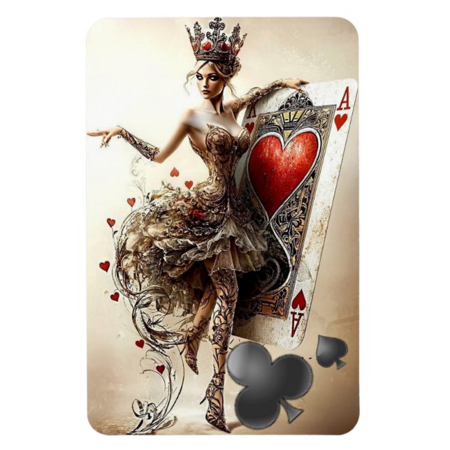 "Queen of Hearts - verzaubertes Kartenmagnet" Magnet (Vertikal)