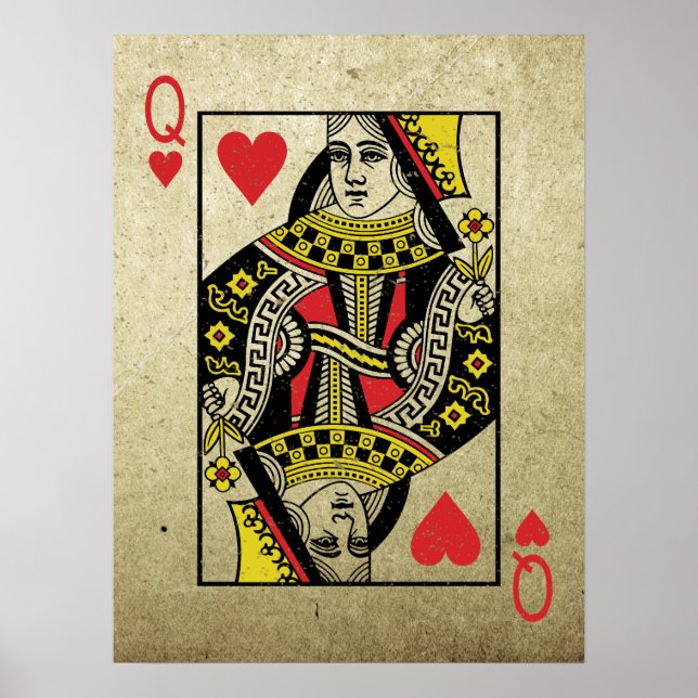 Queen of Hearts Vintag Style Playing Cards Poster (Vorne)