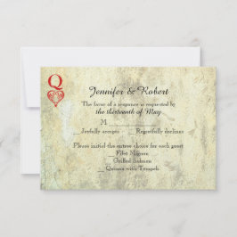 Queen of Hearts Wedding Response Card RSVP Karte