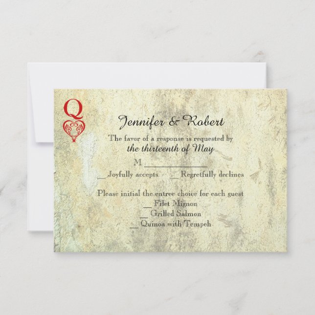 Queen of Hearts Wedding Response Card RSVP Karte (Vorderseite)